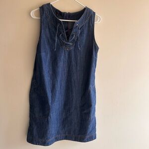 Talbots Blue Denim Dress with Lace-Up Detail
